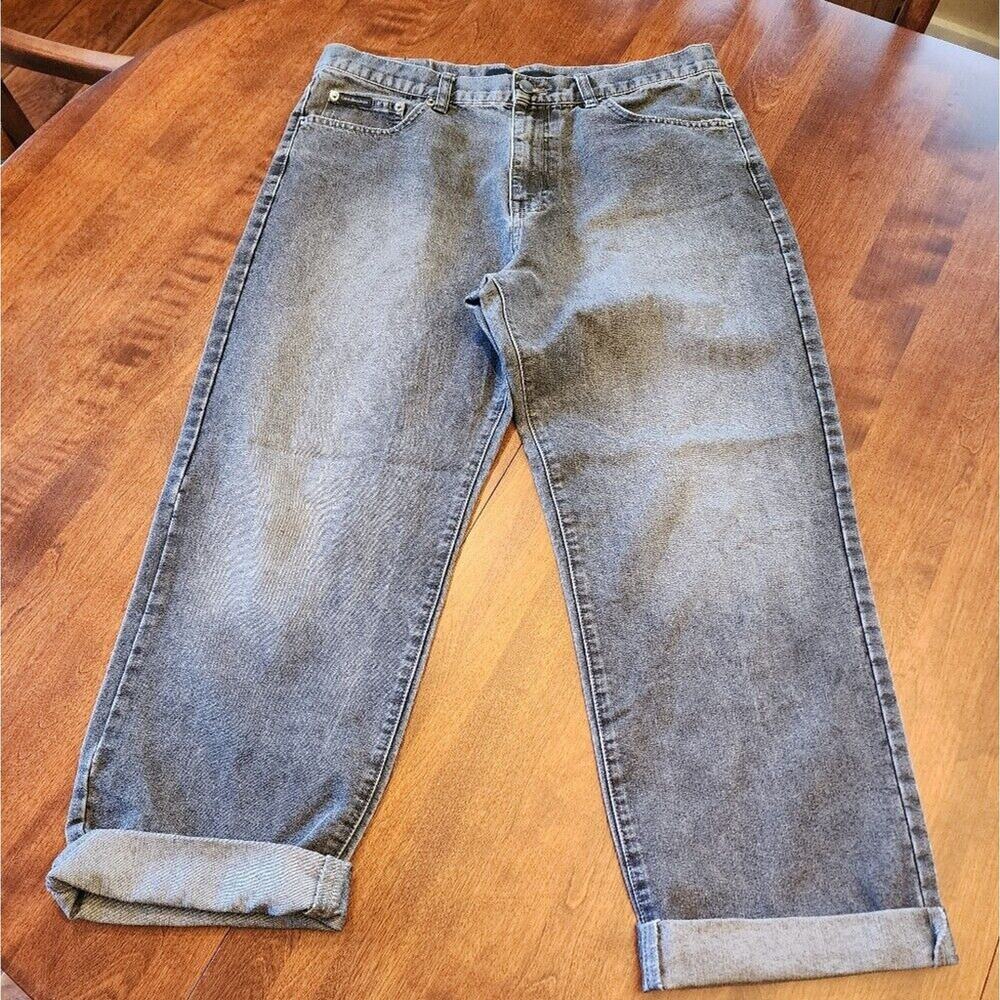 Calvin Klein Vintage‎ high rise rolled hem black Mom jeans size 34